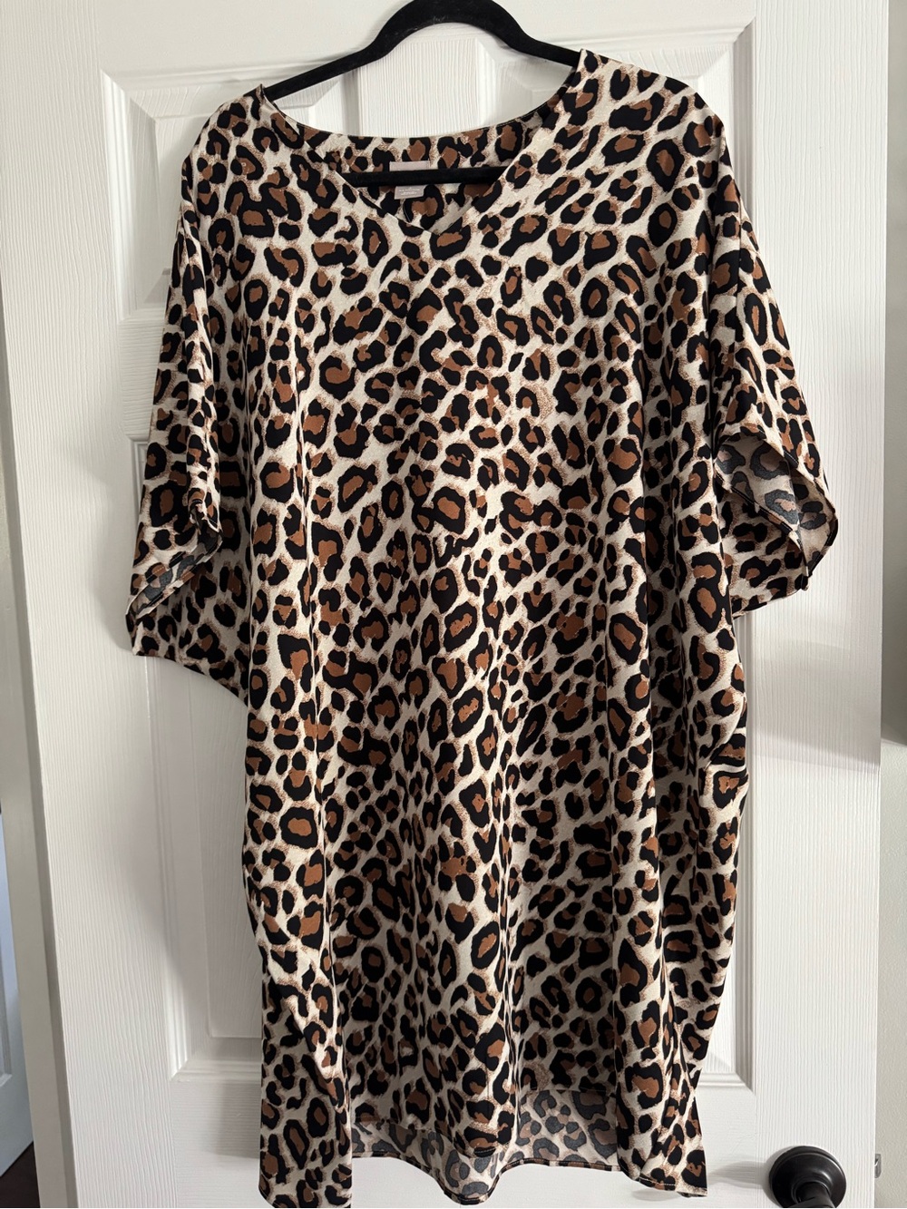Chico's Leopard Print Tunic in Brown, Black & Cream